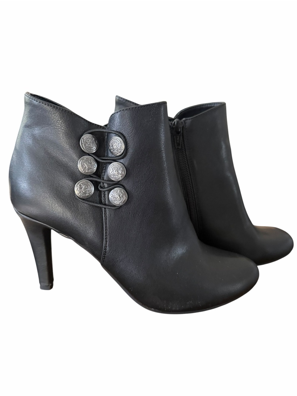 Black Women's Rialto Ankle Booties with Decorative Buttons